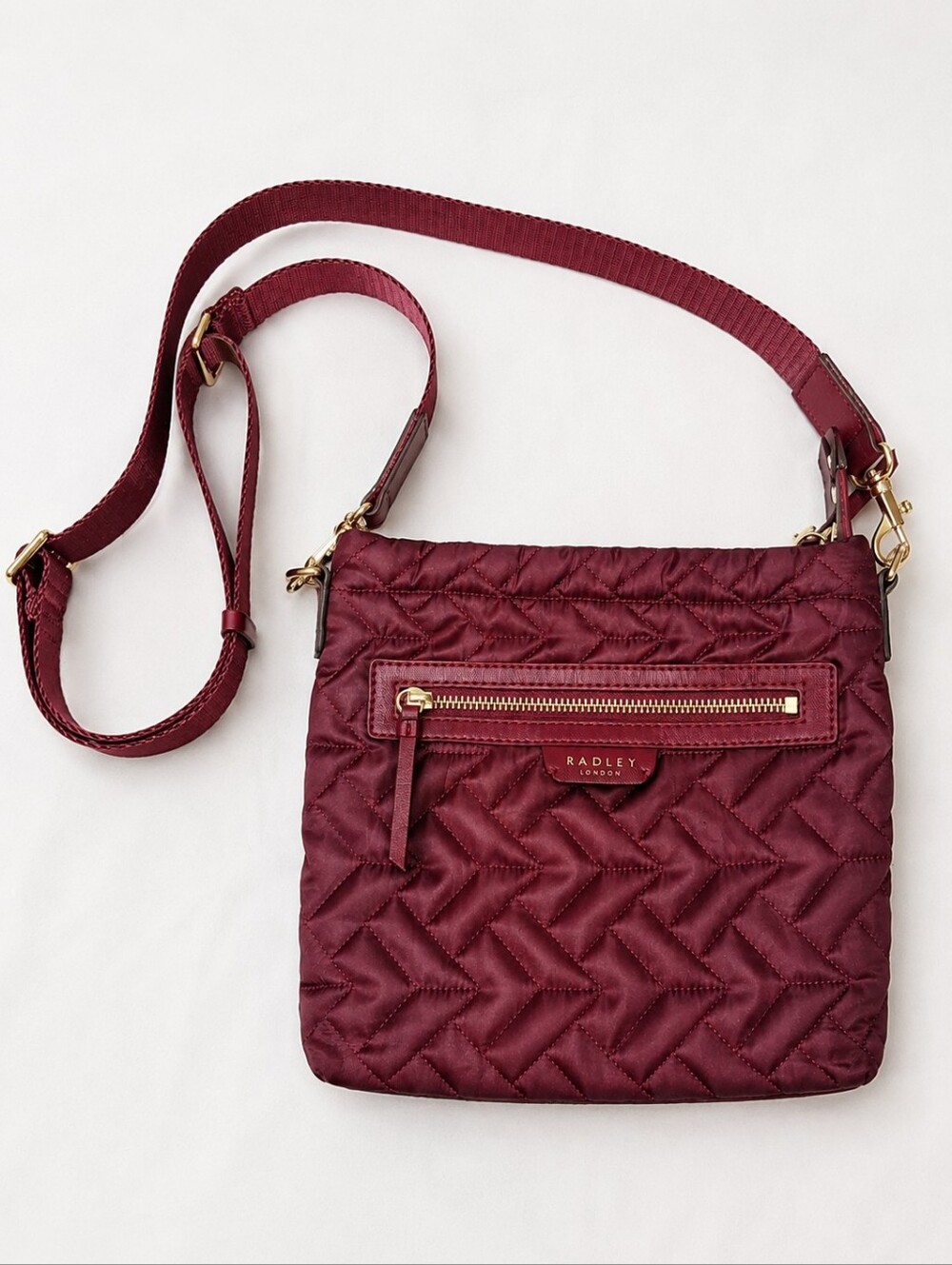 Radley London Quilted Burgundy Nylon Crossbody Bag
